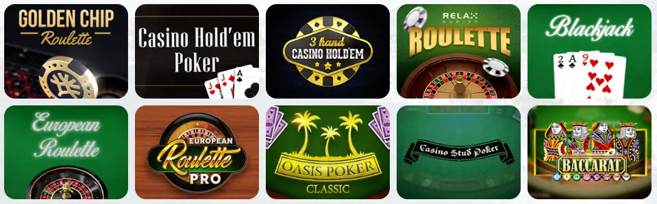 Juegos de mesa en LEAGUE OF SLOTS CASINO