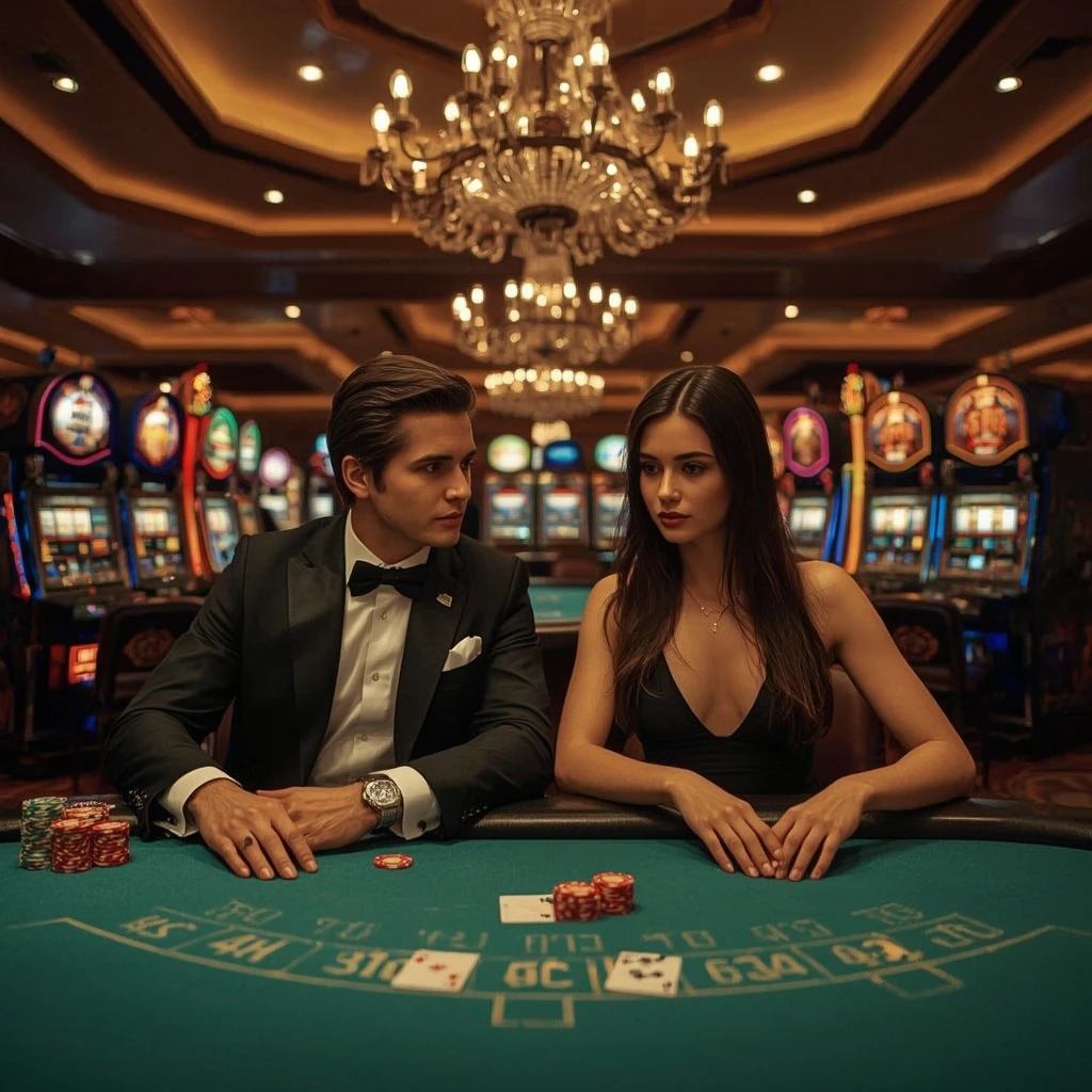 Dos jugadores de póker en League Of Slots Casino